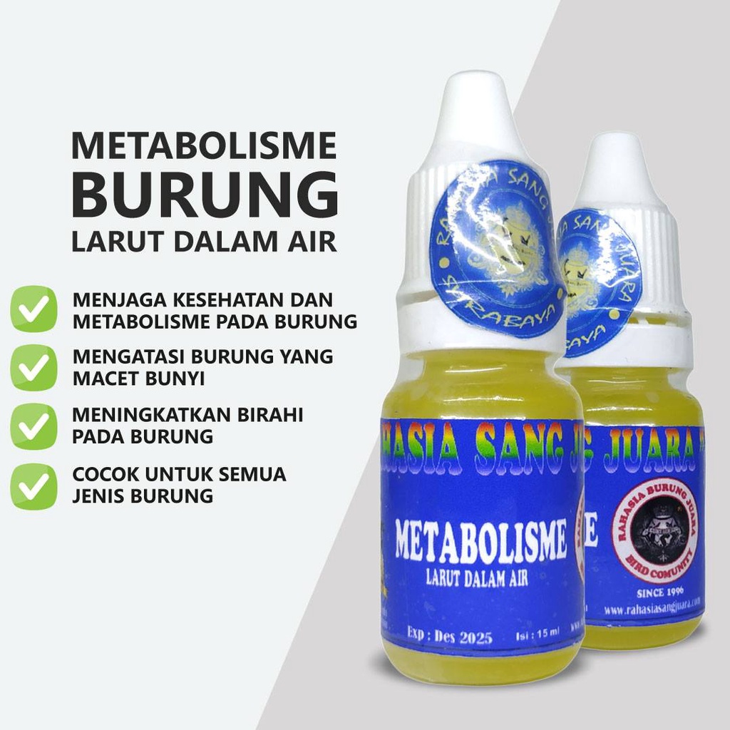 READY METABOLIS CAIR CRYSTAL RSJ VITAMIN DOPING PENGGACOR BURUNG KENARI KACER MURAI CUCAKHIJAU SUPER