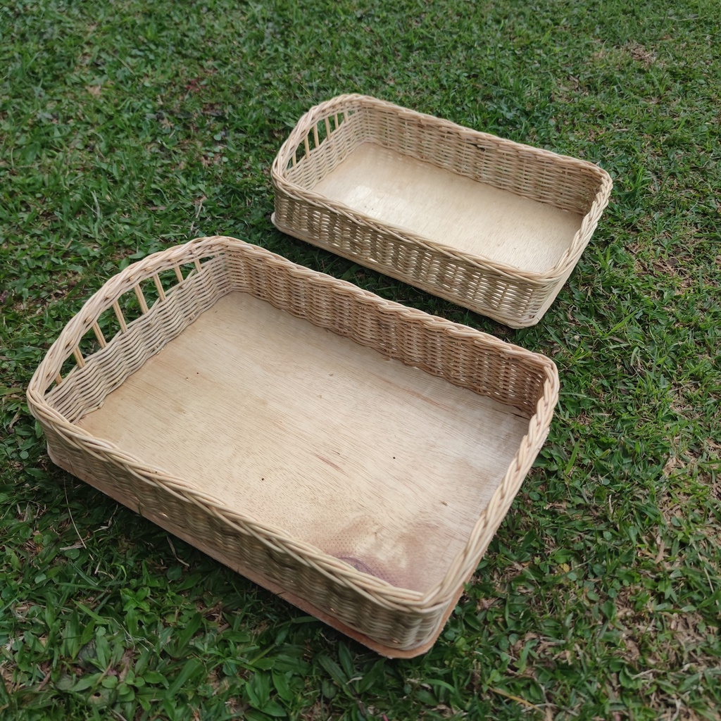 Kerajinan Tangan Rotan - Keranjang Parsel Persegi Lubang - 40x26x10cm