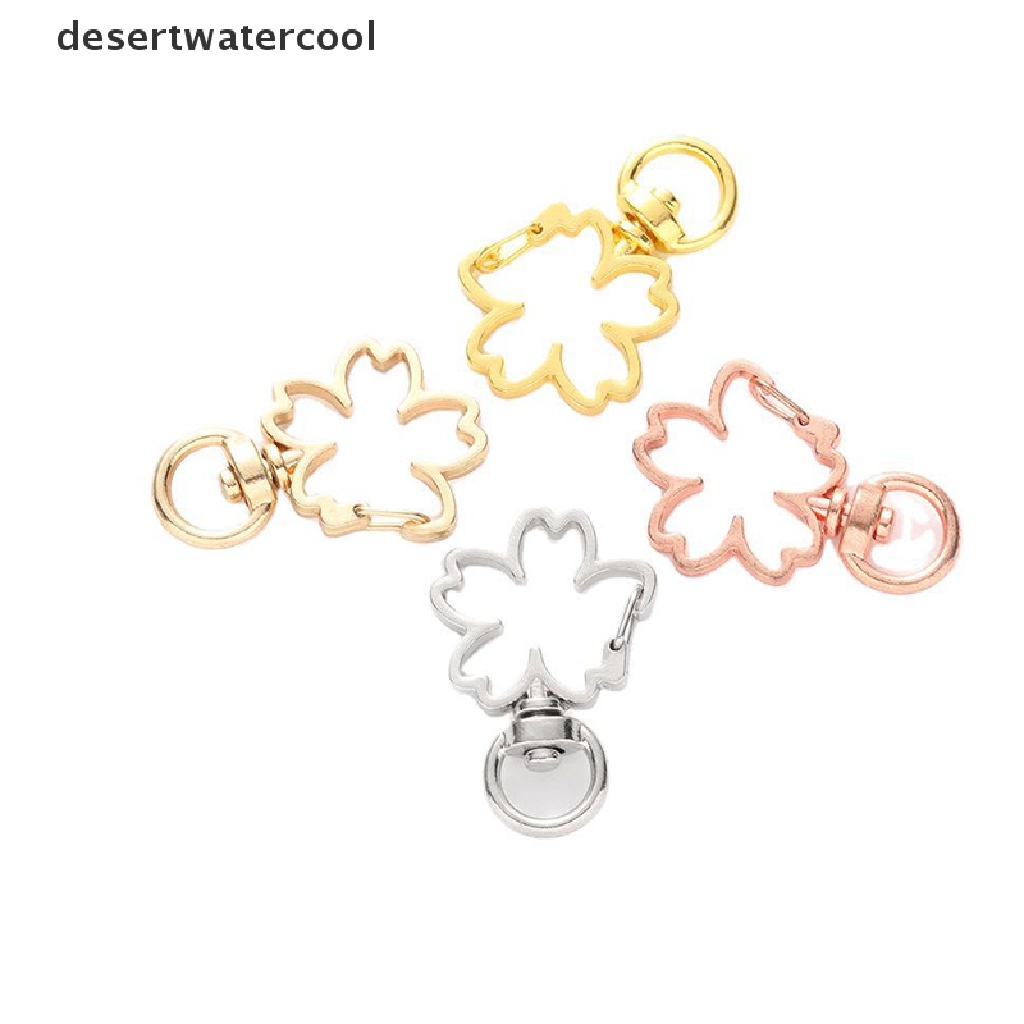 Deid 10pcs Bunga Sakura Berongga Gantungan Kunci Key Ring DIY Aksesoris Lobster Clasp Martijn