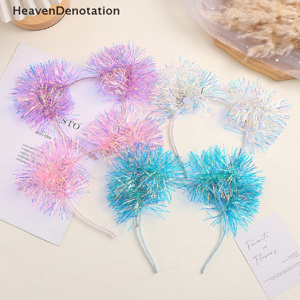 [HeavenDenotation] Sederhana Aksesoris Rambut Wanita Siswa Mencuci Rambut Wajah Hairband Plastik Bersinar Bentuk Pompom Bando Warna-Warni Rambut Hoop HDV