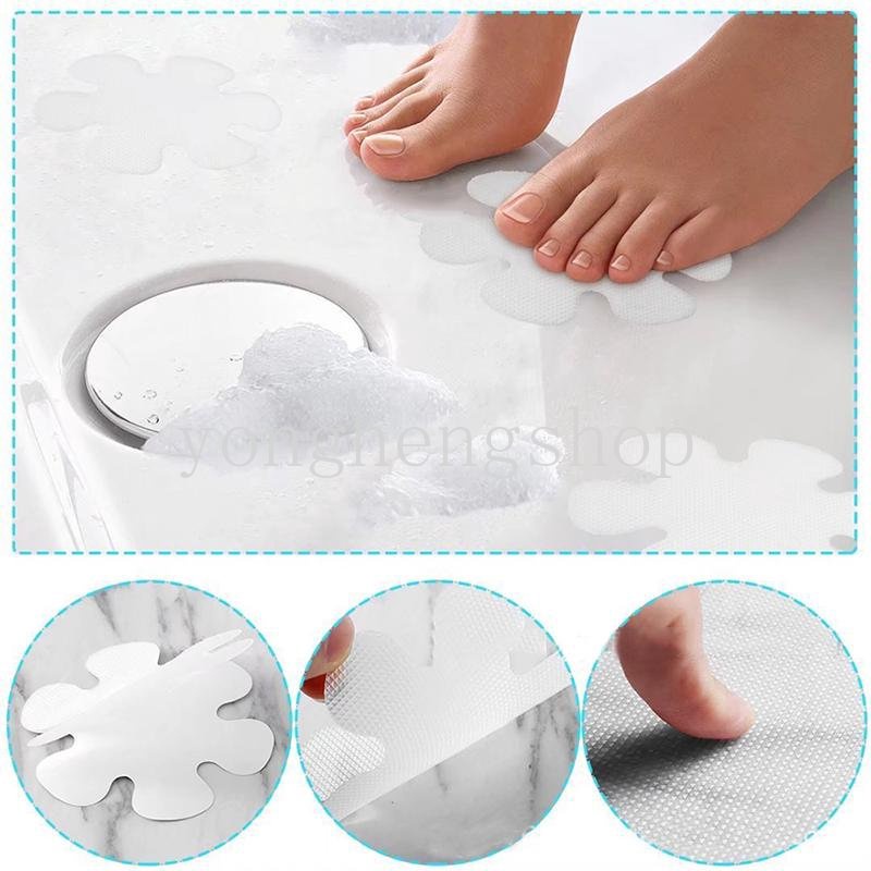 10 /12/20pcs Round Snowflake Shaped Bathtub Sticker Kamar Mandi Anti Slip Stiker Lantai Tangga Steps Strip Tape Anti Selip Transparan Kamar Mandi Shower Mat
