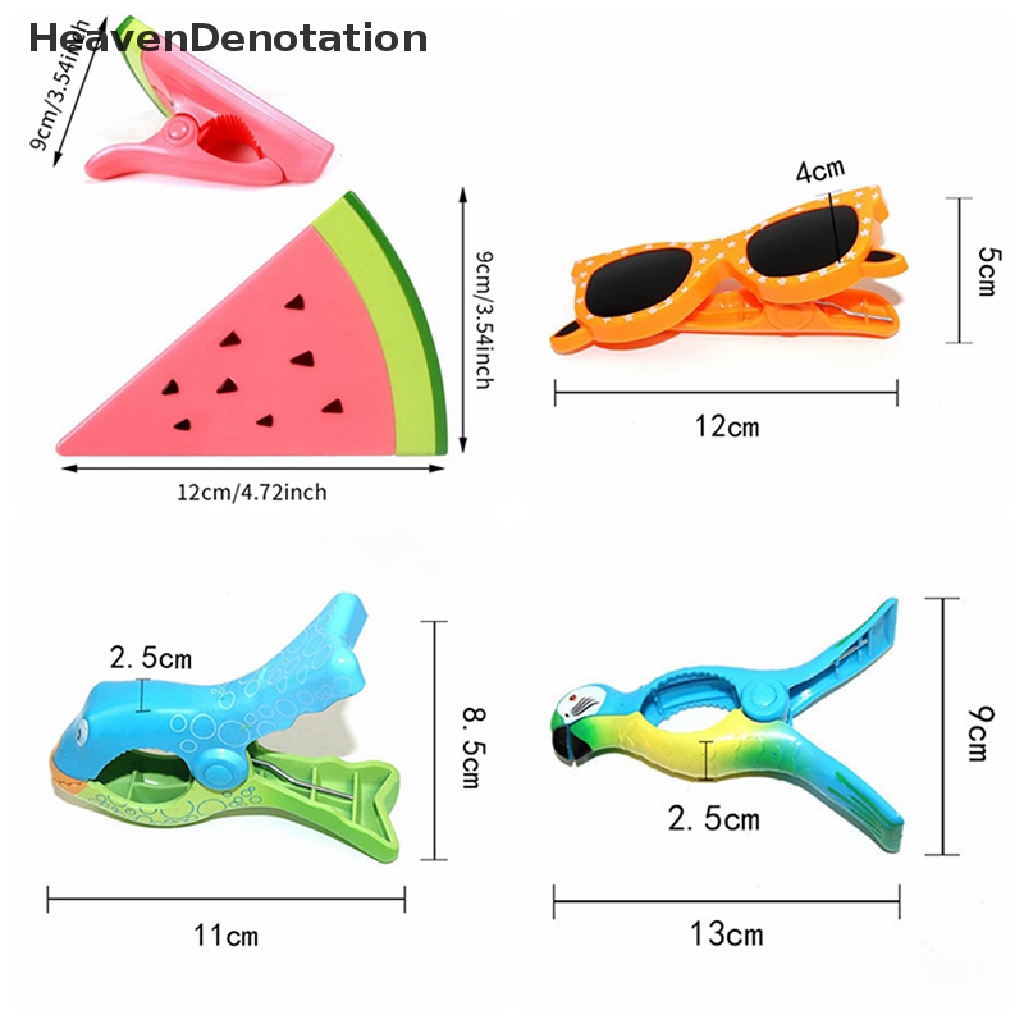 [HeavenDenotation] Besar Lucu Plastik Handuk Pantai Klip Untuk Sunbeds Sun Lounger Hewan Baju Hias Pasak Klip Pin Rak Kering Klip Penahan HDV