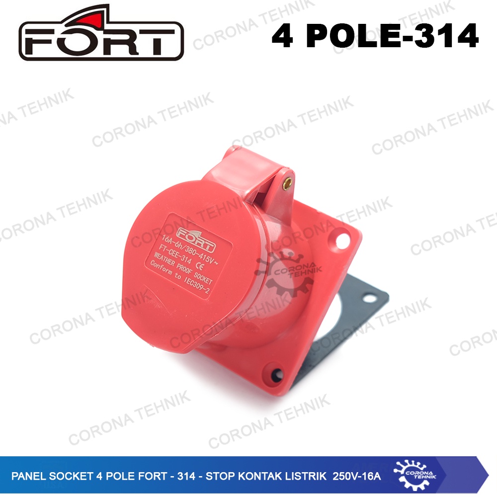 FORT - 314 - Stop Kontak Listrik 250V - 16A Panel Socket 4 Pole