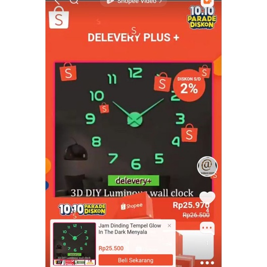 Jam Dinding Menyala Dalam Gelap Glow In the Dark