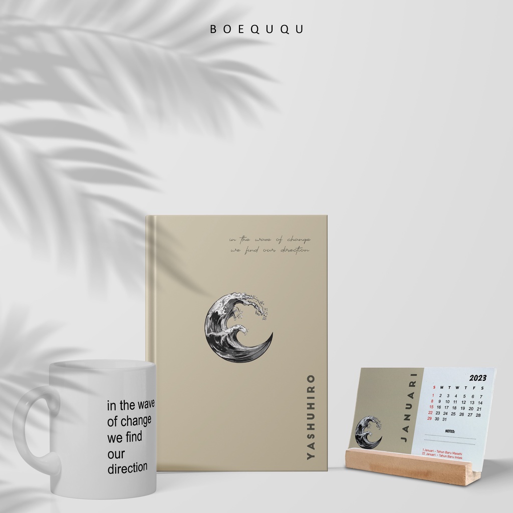 

WFH 3 IN 1 / Hadiah Valentine / Japanesse Icon Series / Kado Murah Aesthetic / Paket Hadiah Buku Tulis Custom Nama Quotes Warna / Notebook Custom Hardcover / Hampers Paket Mug / Kalender Kado Ultah / Kalender 2024