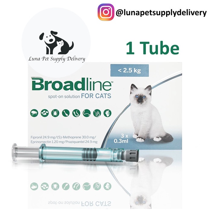 OBAT KUTU, PINJAL, SCABIES & CACING KUCING BROADLINE S DIBAWAH 2,5 KG