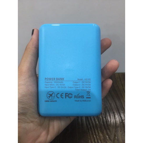 POWERBANK WELLCOMM 10000MAH AS100 ORIGINAL