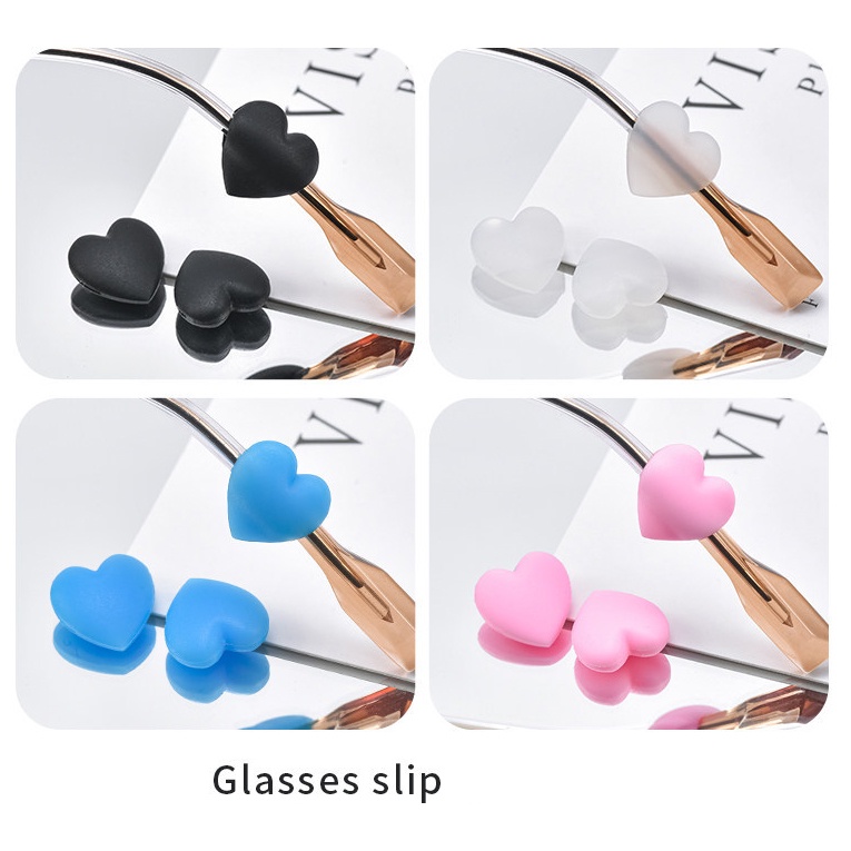 Kait Telinga Kacamata Berbentuk Hati/Eyeglasses Sports Temple Tips Anti Slip Silicone Grips Non Slip Earmuffs