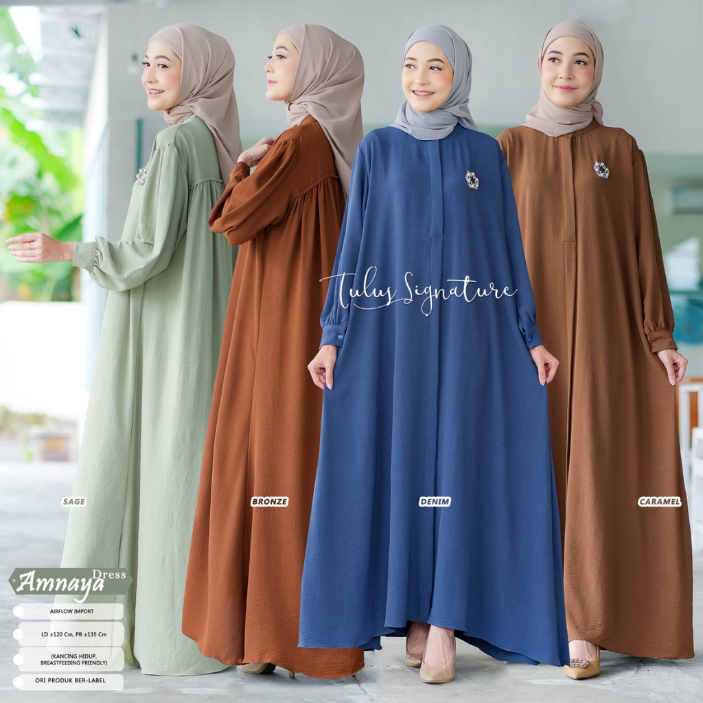 Baju Wanita Kekinian Dress Kondangan Korea Wanita Crinkle Muslim Maxi Dress Jumbo LD 120 / AMNAYA