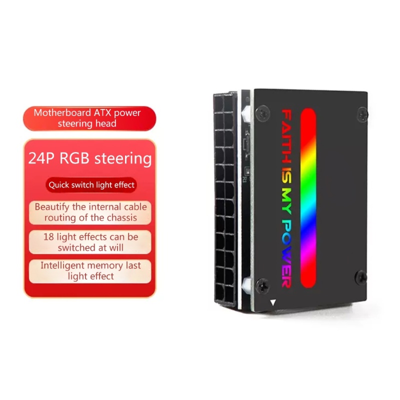 Konektor Kabel Adapter btsg ATX 24Pin 90derajat Motherboard Modular Power Supply