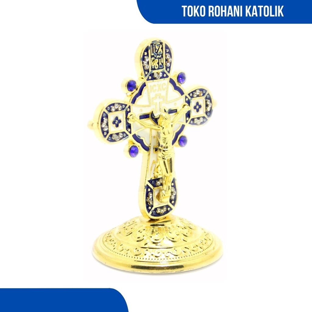 SALIB DUDUK KATOLIK MINI 9 CM / SALIB MEJA KATOLIK / SALIB LOGAM