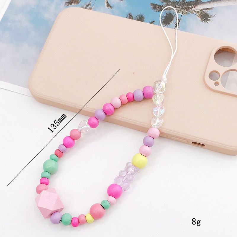 Big Size Rhombus Bead Transparan Bear Rantai Manik-Manik Warna Macaron Untuk iPhone Android OPPO VIVO Huawei Xiaomi Redmi Samsung Semua Ponsel Earphone Cases