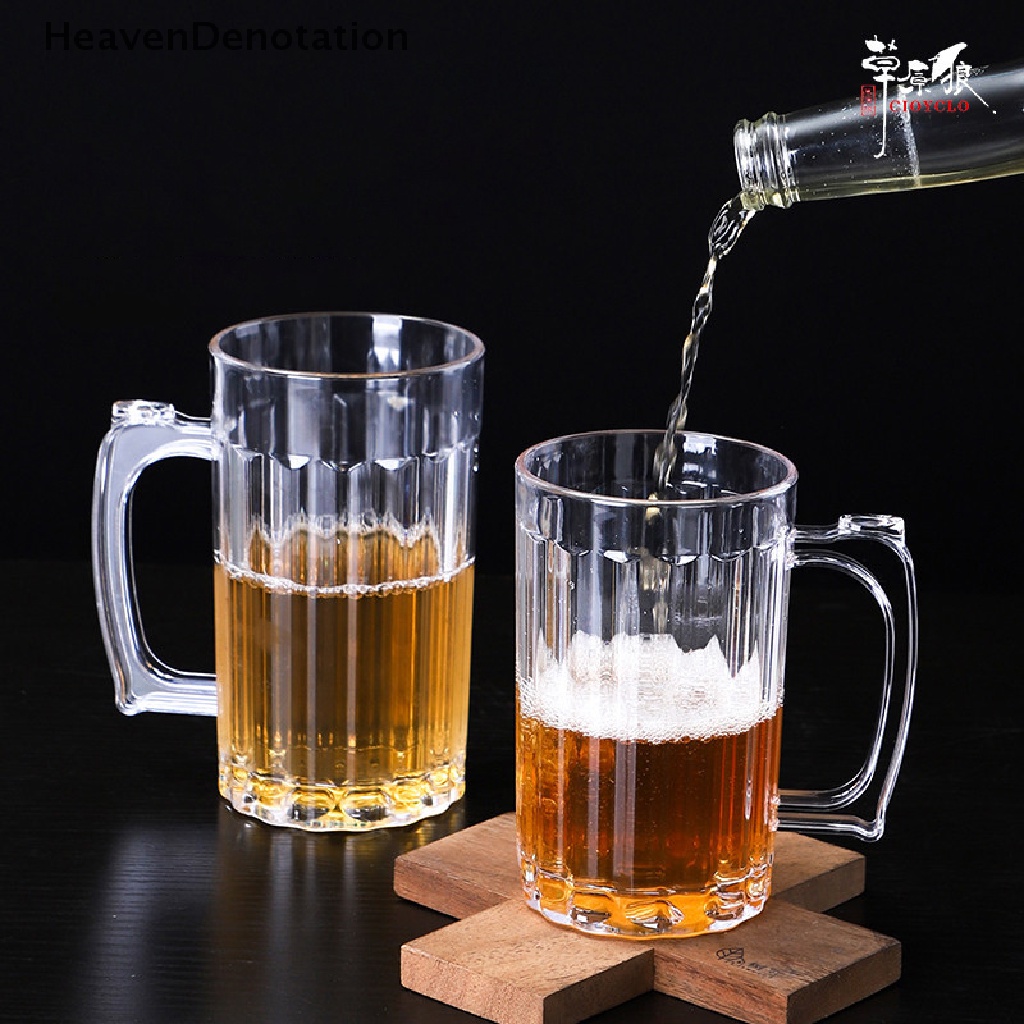 [HeavenDenotation] Mug Bir Transparan 500ML Plastik Sarapan Tidak Pecah Susu Kopi Juice Cup HDV
