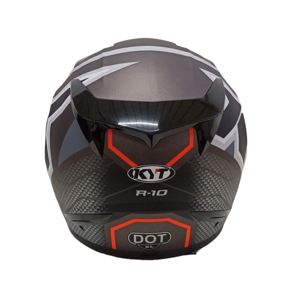 HELM KYT R10 #5 MATT GUNMETAL RED FLUO R-10 #5 KYT R-10 SMOKE VISOR