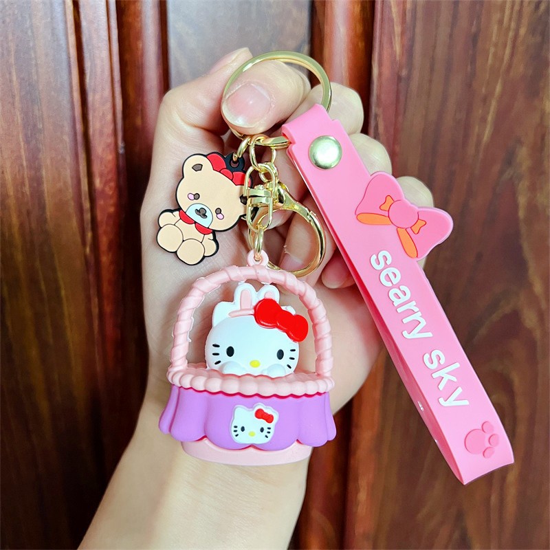 Cute Cartoon MY Melody Hello Kitty Kuromi Mikyo Keychain Pendant with Lanyard Xmas Gifts