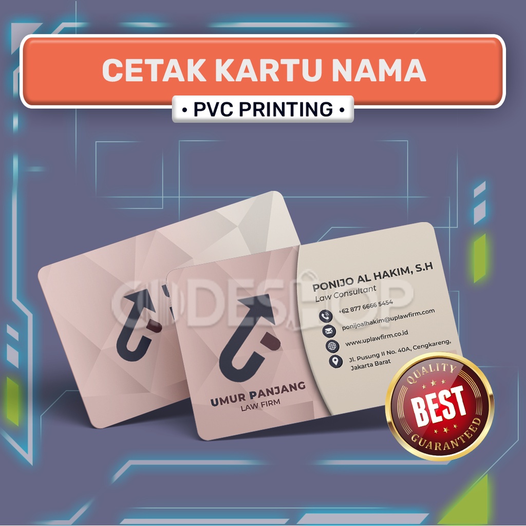 Cetak Kartu Nama Plastik 2 Sisi 125 PCS Custom Preprinted Name Card