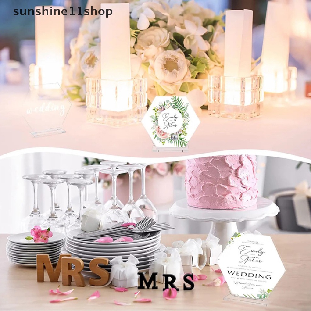 Sho Hexagon Place Card Table Stand Seag Card Blank Number Sign Holder Untuk Pernikahan N