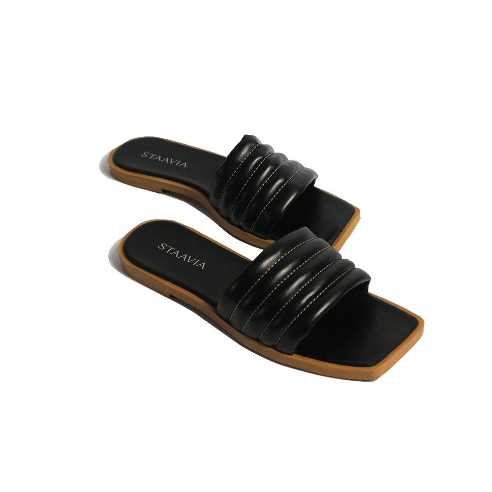 Sandal Slipon Wanita Puffy Model Kekinian Warna Lucu Sandal Flat Cewe Kekinian - Arabelle