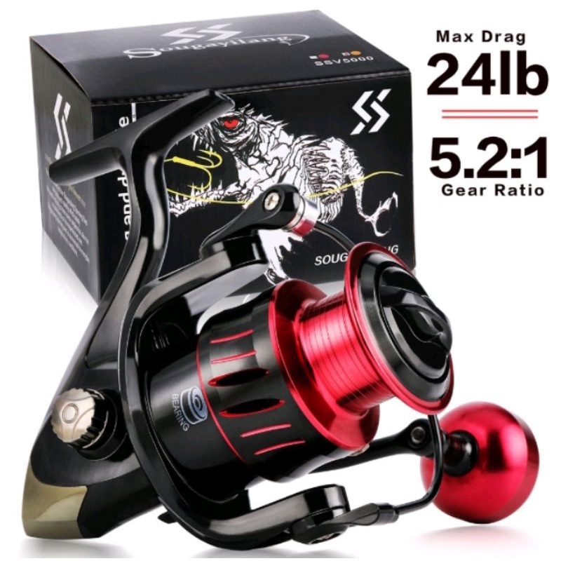 Spinning Reel Gulungan Pancing Sougayilang Full Metal Spool Besi Handle Bola Logam Reel pancing Laut