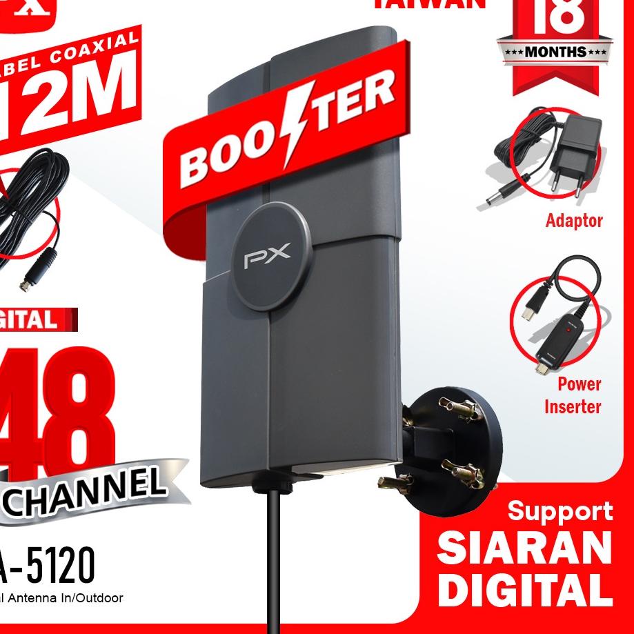 Antena TV PX DA-5120 - Antena TV PX DA-5200 Indoor / Outdoor - Antena Digital Analog + Kabel 12 Mete