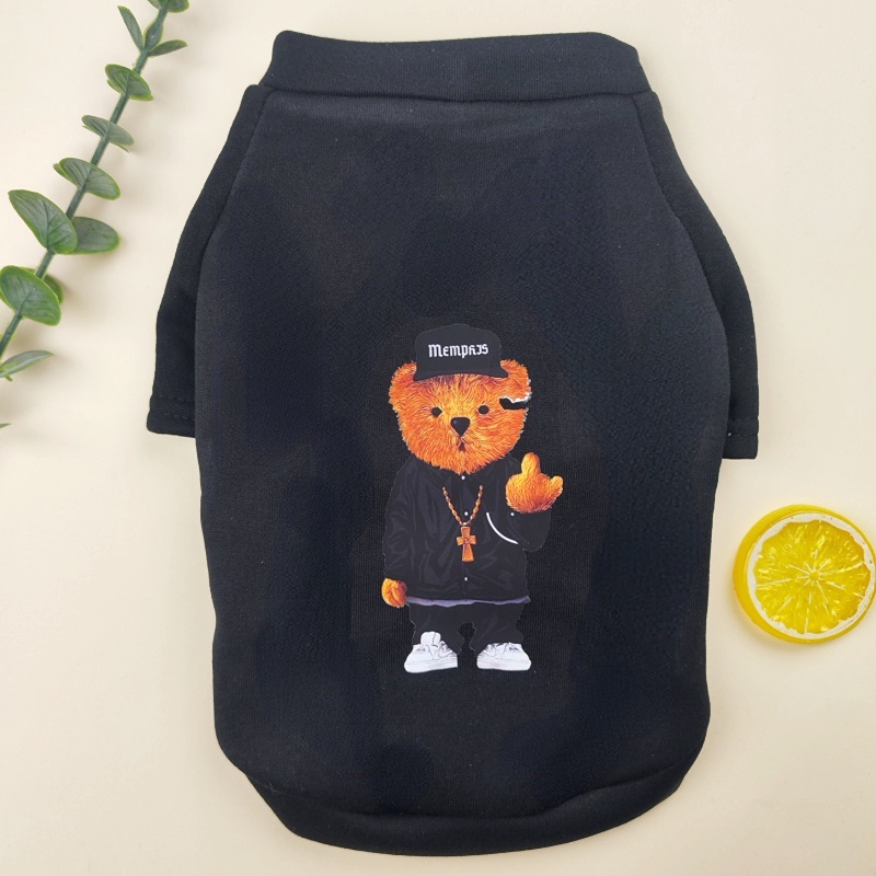 Sweater Lengan Pendek Pet Motif Beruang Kecil Sweatshirt Pakaian Anjing Baju Kucing