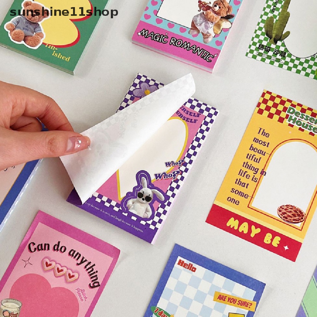 Sho 160lembar Korea ins Retro Beruang Memo Pad Lucu Alat Tulis N Kali Sticky Notes Portable Notepad Sekolah Kantor Supply N