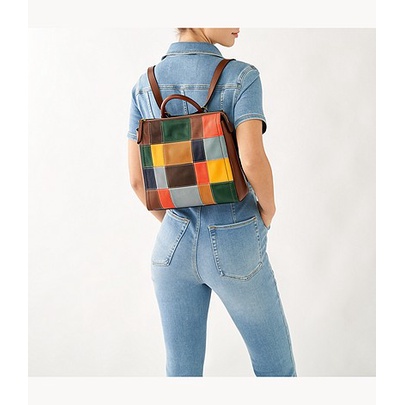 TAS FOSSIL PARKER SMALL CONVERTIBLE BROWN PATCHWORK ZB1798194