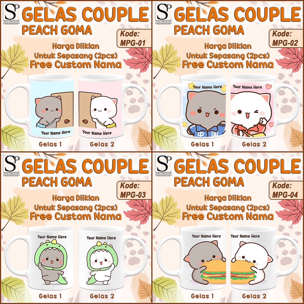 Mug Gelas Peach Goma Edisi Valentine Lucu Bisa Custom Nama