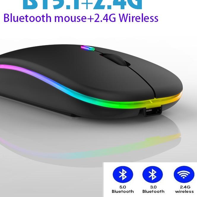 ☏ 【COD】Jovitech 2022 NEW MOUSE GAMING RGB LED Wireless 2.4G & Bluetooth 5.1  Slim Mouse diam -mouse 