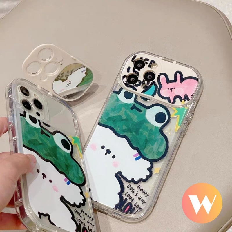 Kelinci Lucu Flip Make Up Mirror Case Kompatibel Untuk IPhone 11 Pro Max 7Plus 87 Plus XR X 13 11 12 14 Pro Max XS Max SE 2020 Graffiti Kartun Hewan Kodok Anjing Lembut Kembali Cove