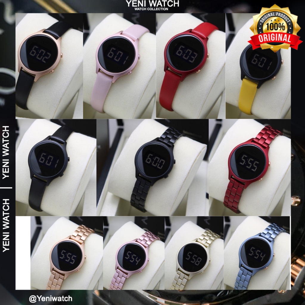 Jam Tangan Wanita Digital Alexandre Christie AC 9379 / Ac9379 Rantai / Kulit Original Garansi Resmi 1 Tahun