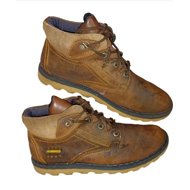 Sepatu Boots second branded Flamango Original size 42 Brown colour