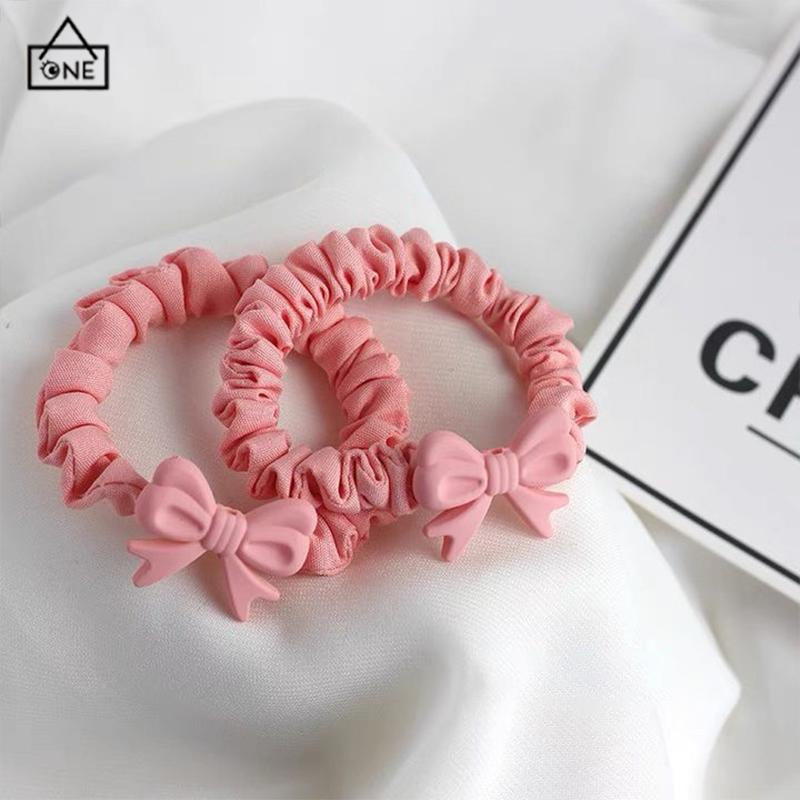 COD❤️Busur Cincin Rambut Gadis Manis Hati Kecil Kecil Lingkaran Karet Rubber-A.one