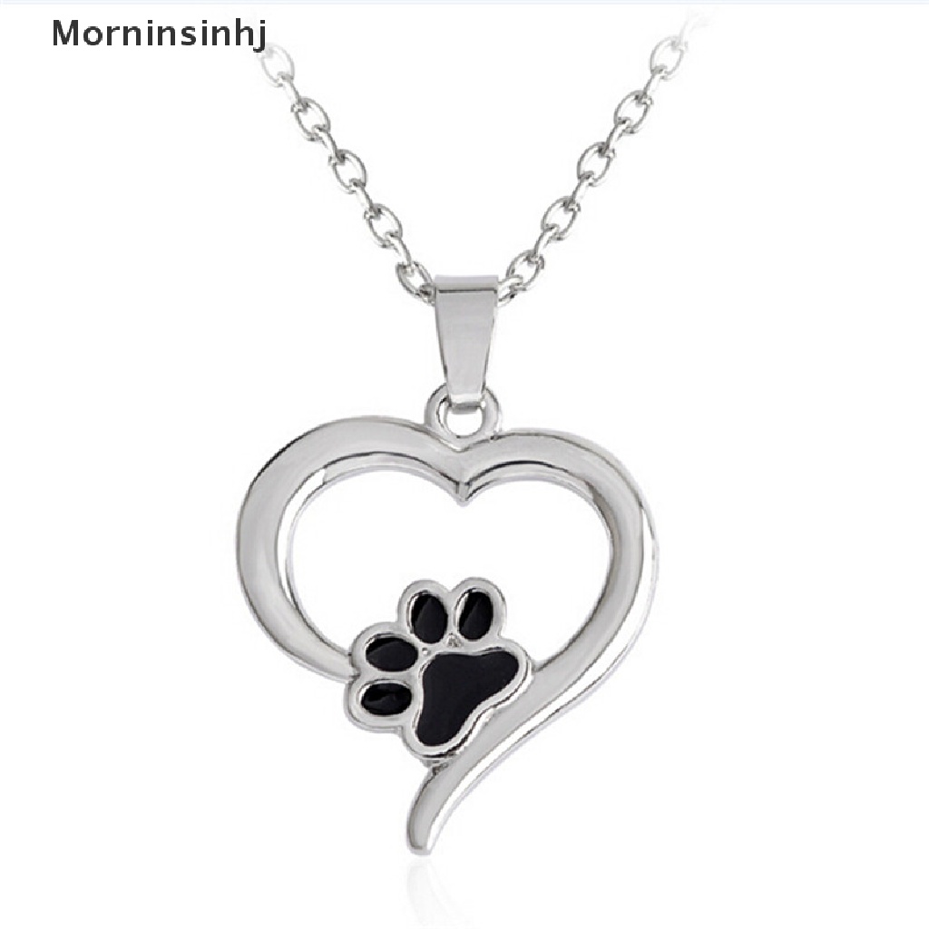 Mornin Elegan Berongga Pet Paw Print Kalung Hewan Lucu Anjing Kucing Liontin Kalung Perhiasan Hadiah id