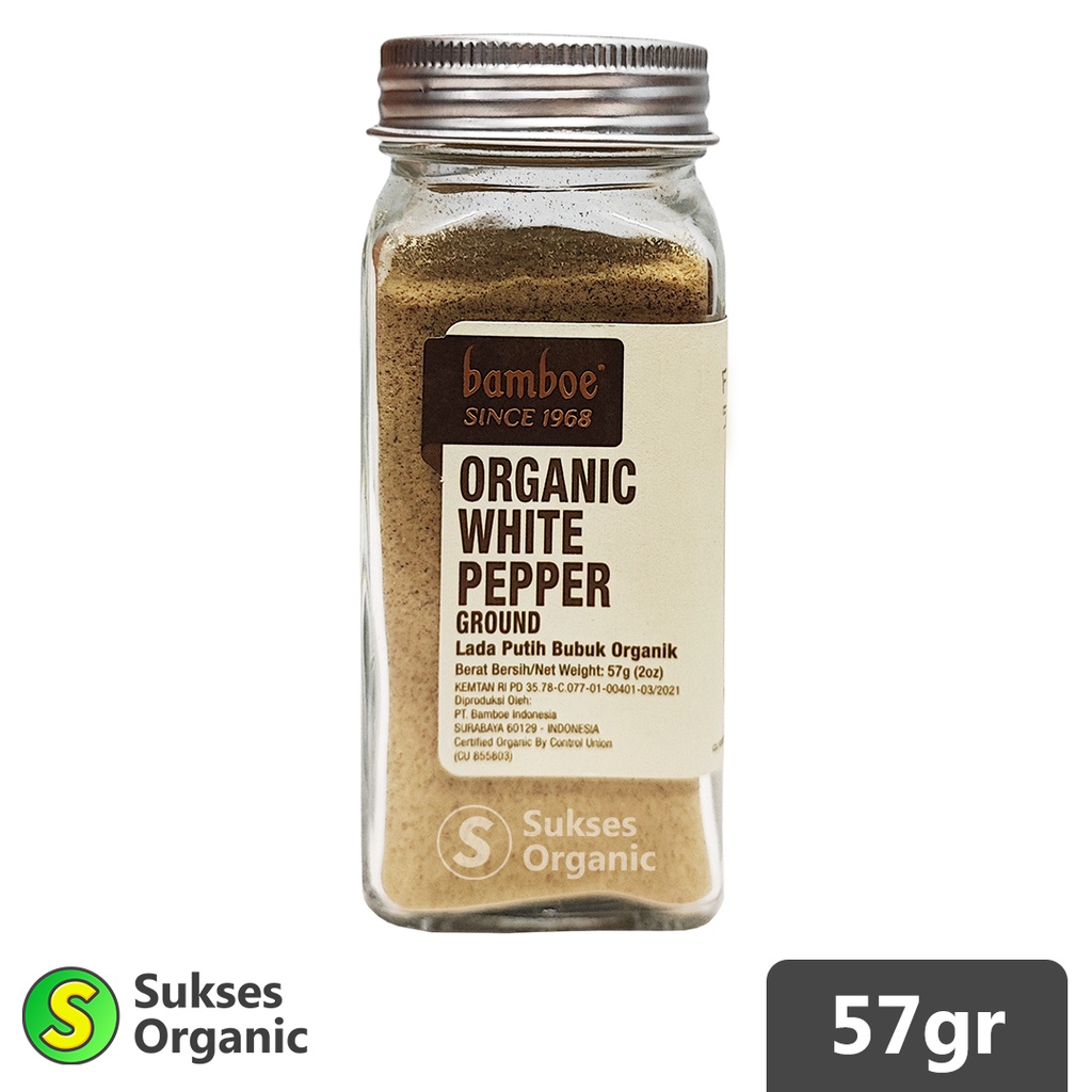 

Organic GROUND WHITE PEPPER Lada Putih Botol Bamboe 57gr