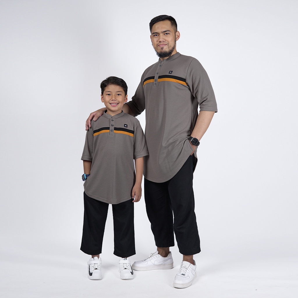 KHOIRUMMAH Koko Kurta Zubair Couple | Baju Muslim Ayah Dan Anak | Kaos Koko Lengan 3/4 | Kurta Pakis