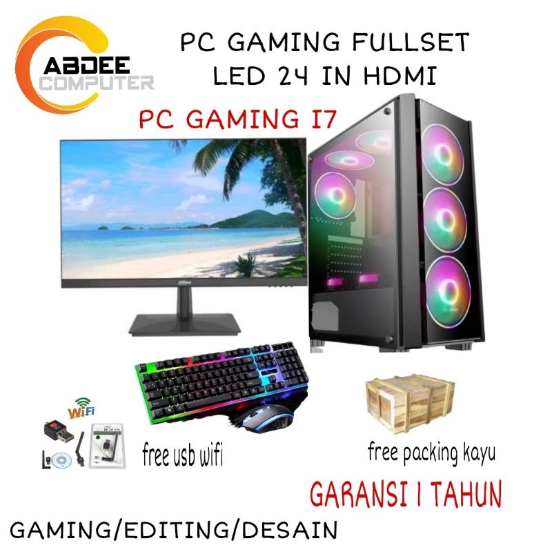 PC Gaming Fullset i7 Ram 16 GB Ssd 256 GB Vga  4 GB GTX 750 Ti Monitor 24 in