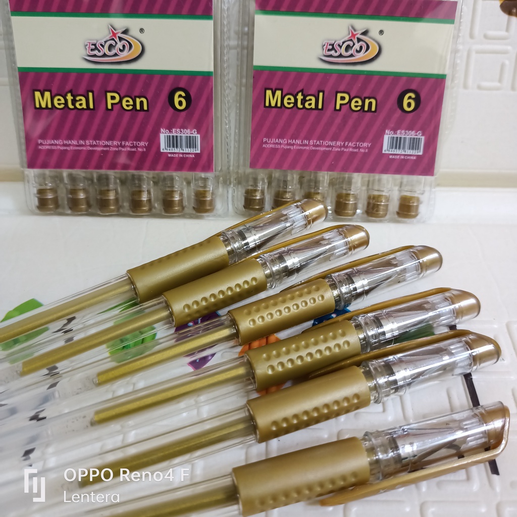 

Pulpen Metal Gel Esco Tinta Emas