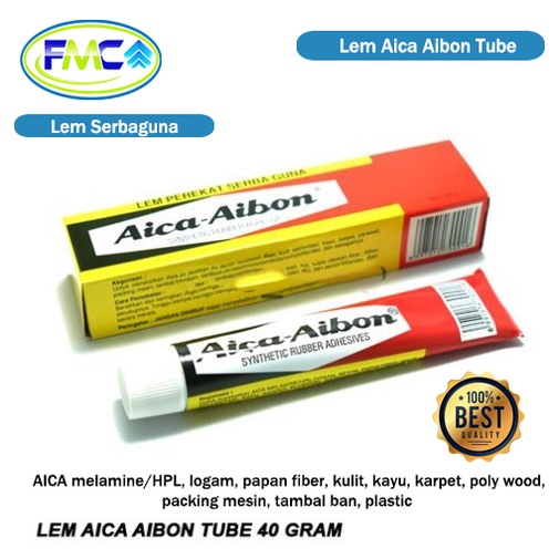 Lem Kuning Aica Aibon Tube 40 Gram Serbagina untuk Besi Kayu Karpet Plastik Pakaian Kain Sepatu