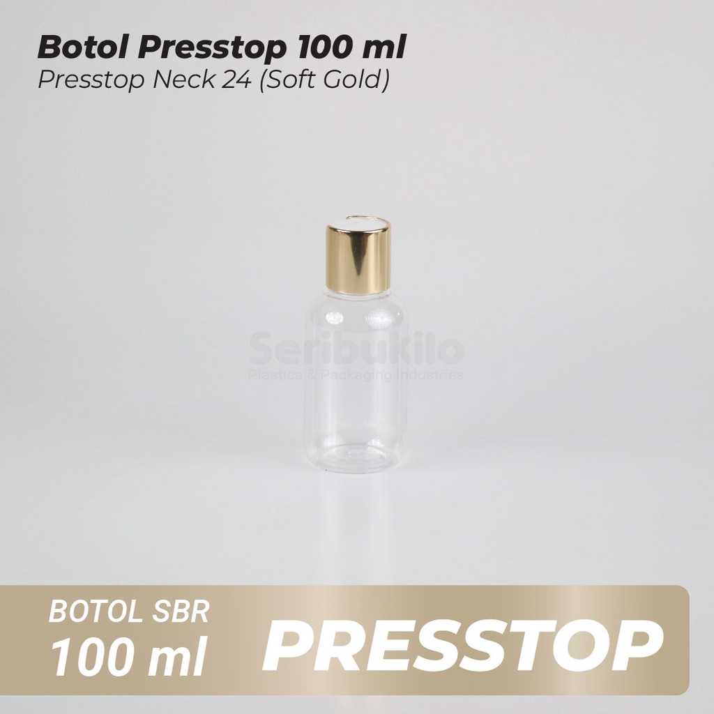 Botol Presstop SBR 100ml/Botol PET 100ml Presstop/Disctop Silver - Soft Gold - Dark Gold