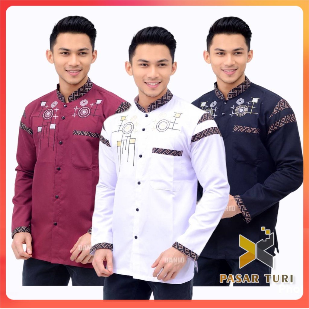 Baju Koko Pria Bordir Model Terbaru Tahun 2023 Lengan Panjang