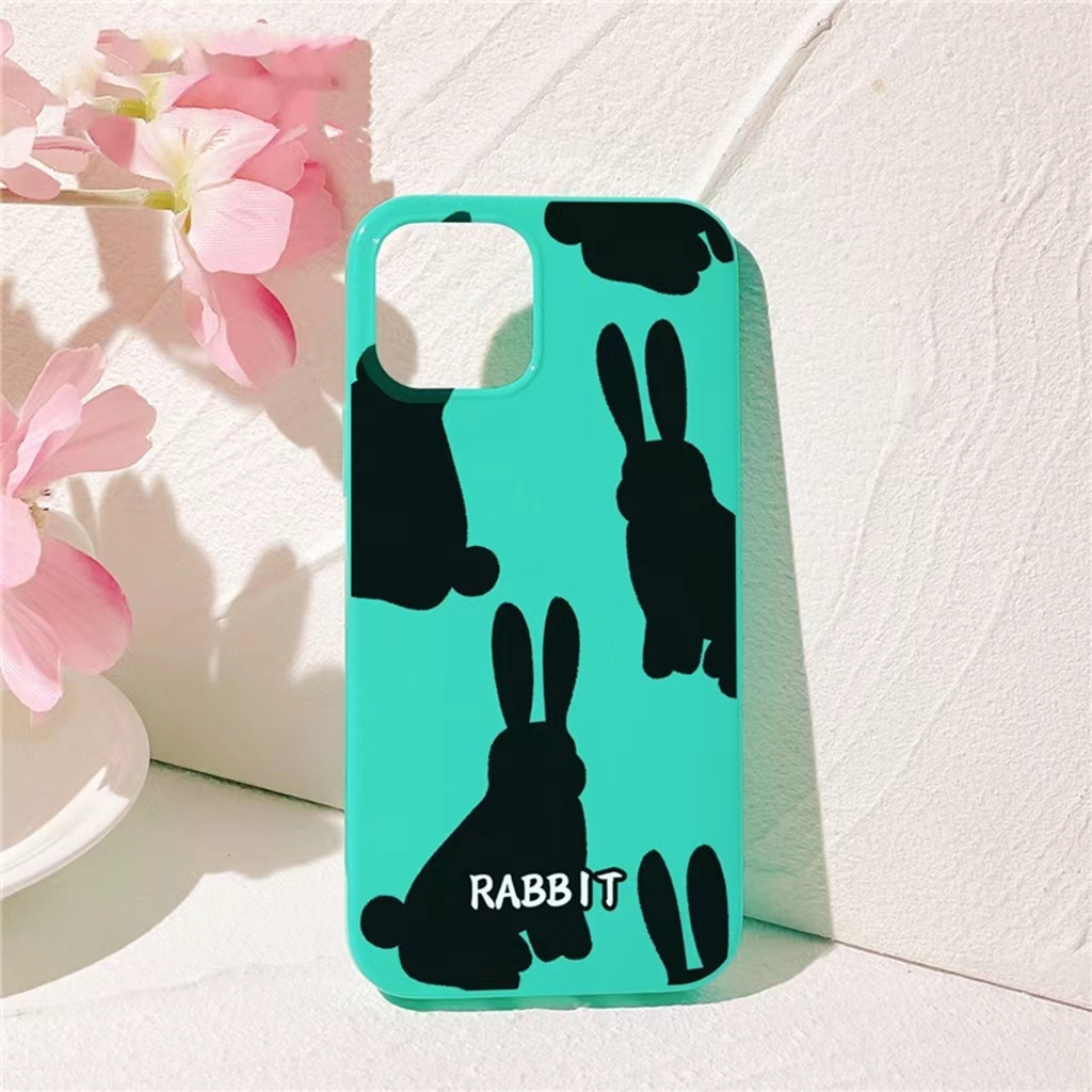 IPHONE Ins Pola Kelinci Cocok Untuk Iphone14 14pro 14plus 13 13mini 13pro 13prm iPhone12 7Plus 8Plus Xr XS 13 12mini Pro Max Empat Sudut Casing Ponsel Tahan Guncangan