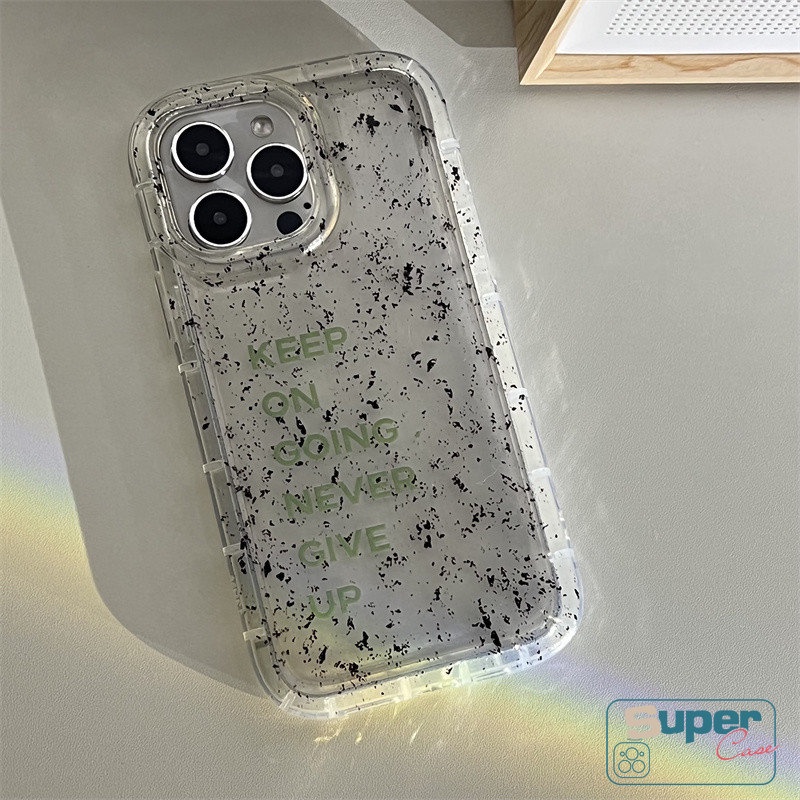 IPHONE Casing Ponsel Pola Tinta Bintik Art Kompatibel Untuk Iphone6 6S 7 8 Plus 11 Pro MAX XR 14 13 12 Pro MAX X XS MAX Huruf Sederhana Transparan Bening Airbag Shockproof Soft Cover