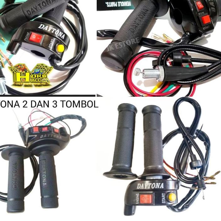 (daytona) gas spontan sepontan besi 1 kabel 3&2 tombol plus kabel 110 cm free hand grip original imp