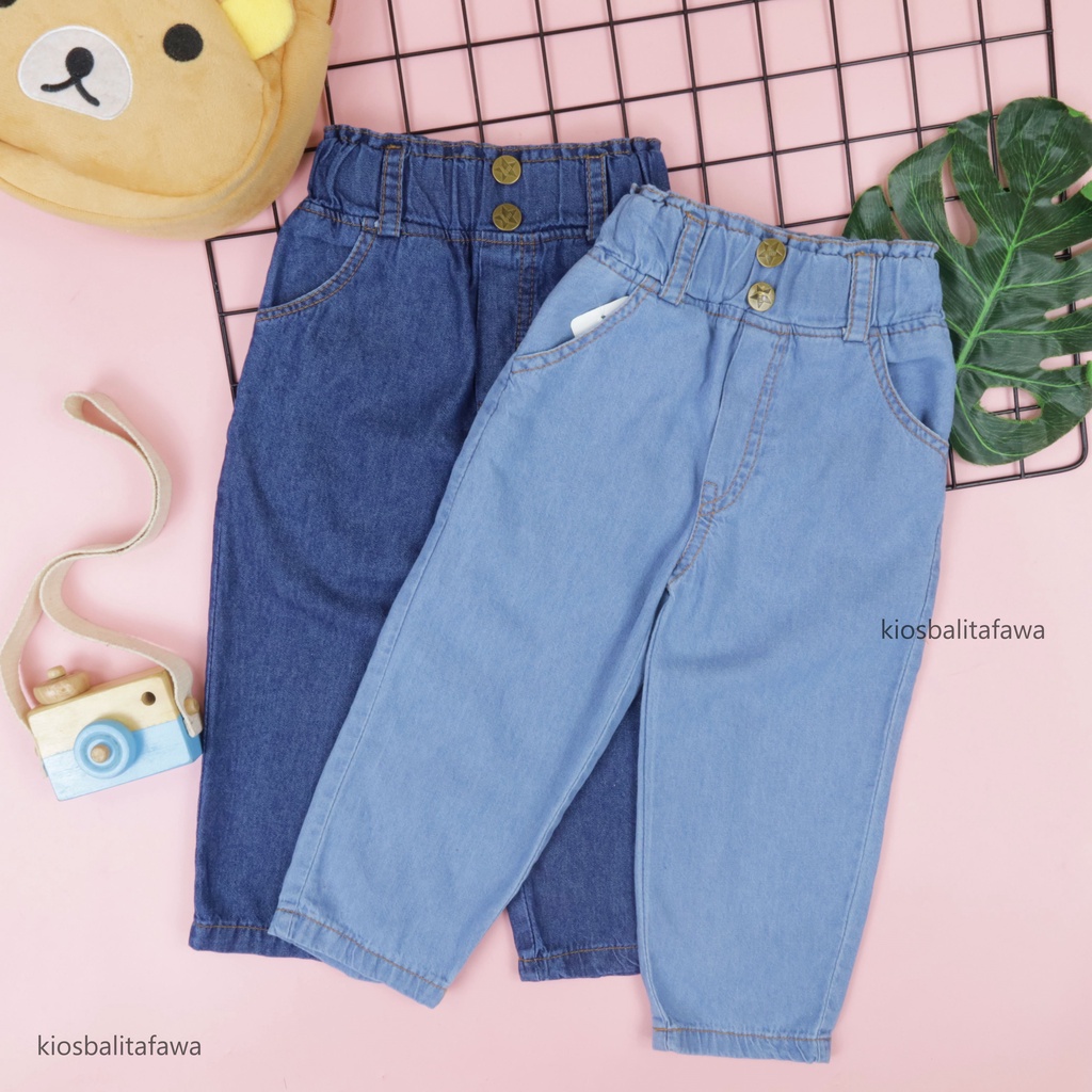 (1-5 Tahun) Anya Denim Highwaits Anak Perempuan / Celana Boyfriend Jeans Celana Panjang Baggy Pants Jins Levis Lepis Gaya Elegant Korea kualitas Import Anak Cewek Babycinnamon