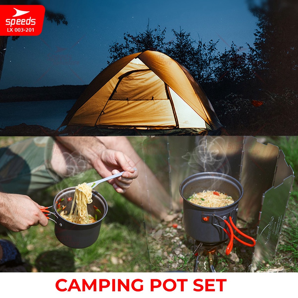 SPEEDS Alat Masak Camping Set Mini Cooking Cookware Rekreasi Pesta Portable 2-6 Orang Teko Outdoor Aman 003-201