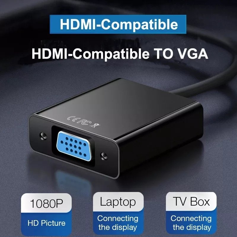 Converter HDMI to VGA / Kabel HDMI to VGA with Audio / plus Aux - HDMI TO VGA