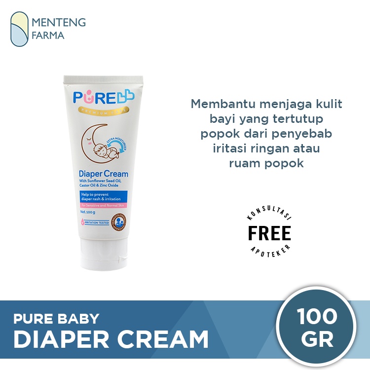 Pure Baby Diaper Cream 100 Gram - Krim Pelindung Kulit Bayi Area Nappy