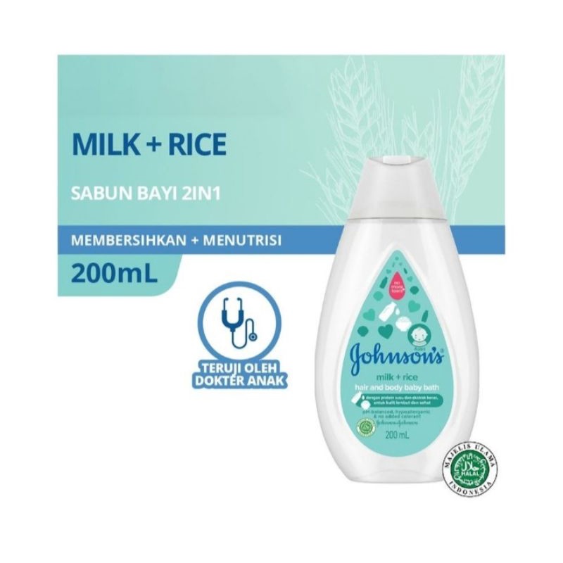 Johnsons Baby Milk + rice HaiirBody Bath 200ml