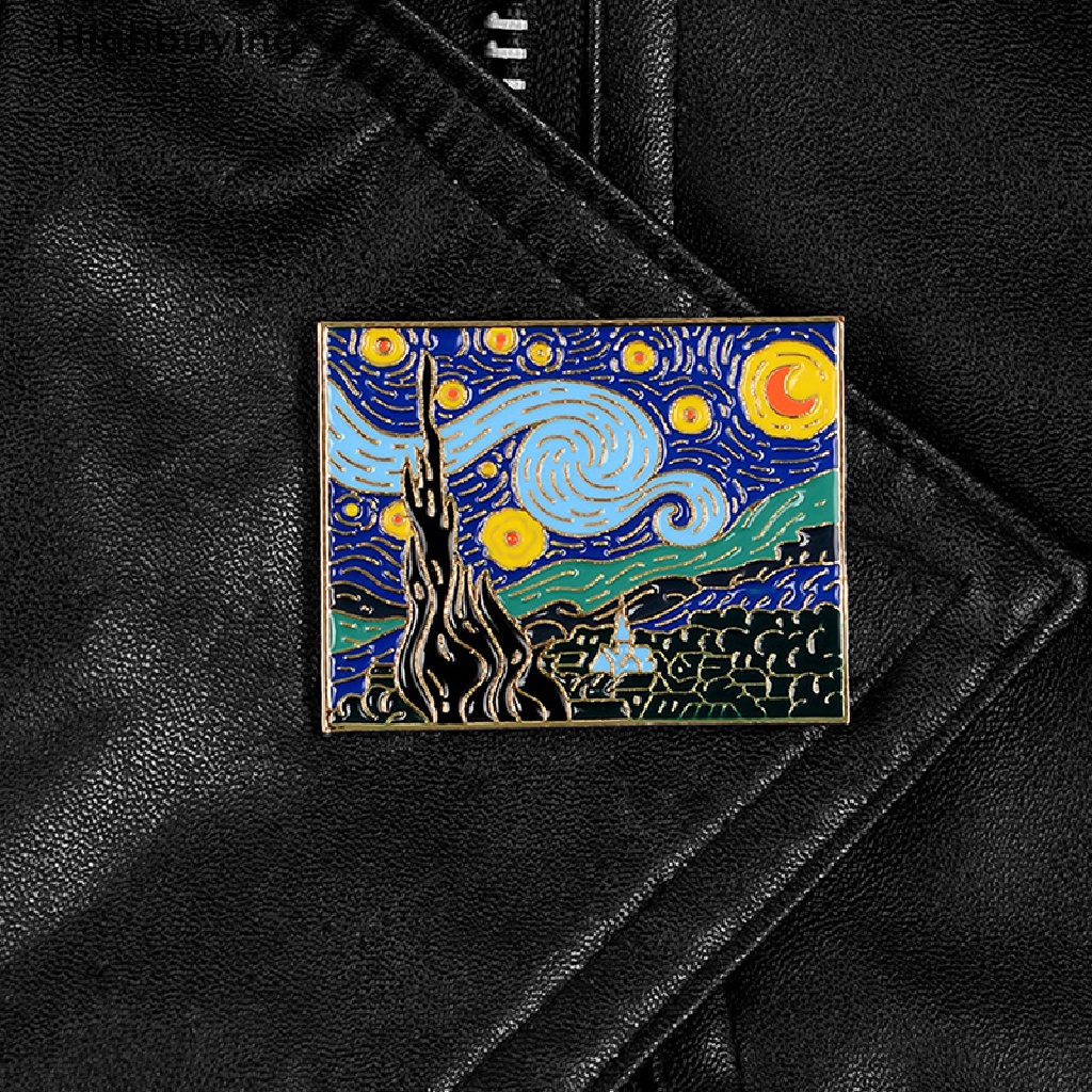 Hbid Van Gogh's Masterpiece Paings Starry Sky Bros Romantis Pin Perhiasan Glory
